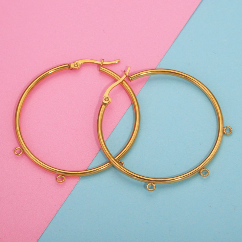 DIY Stainless Steel Hoop Earrings with Rings Large Hoop Exaggerated Titanium Stainless Steel DIY Hoop Earrings Accessories Wholesale