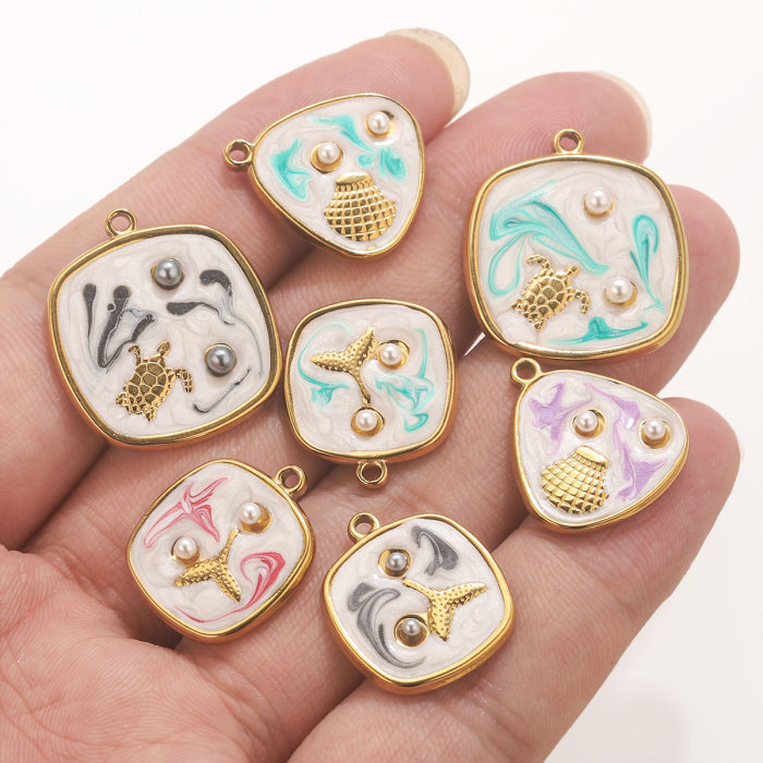 European and American Stainless Steel Pendants Ocean Style Accessories Shell Mermaid Turtle DIY Accessories Wholesale