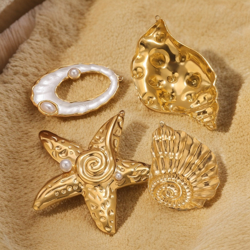 Cross-Border Summer Sea Conch Pendant Beach Series Starfish Shell Jewelry Pendant DIY Necklace Pendant Accessories