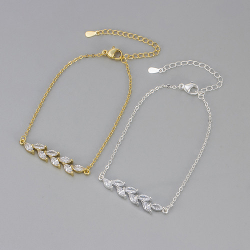 European and American Fashion Full Diamond Leaf Bracelet Jewelry High-end Fashion Versatile Zircon Bracelet for Women with Unique Design