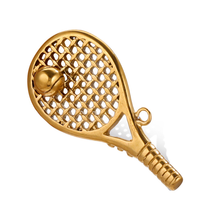 Cross-Border Stainless Steel Keychain Pendant Creative Tennis Racket Key Pendant DIY Retro Bag Necklace Pendant