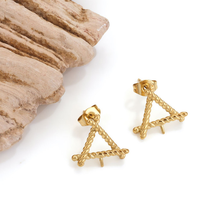 Stainless Steel 18K Gold Vacuum Plated Triangle Stud Earrings DIY Earrings Jewelry Making Earrings Studs