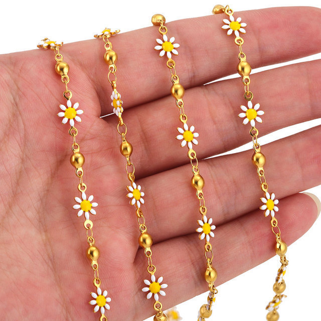 Stainless Steel Oil Drop Colorful Heart Chain DIY Handmade Flower Star Necklace Earring Jewelry Wholesale