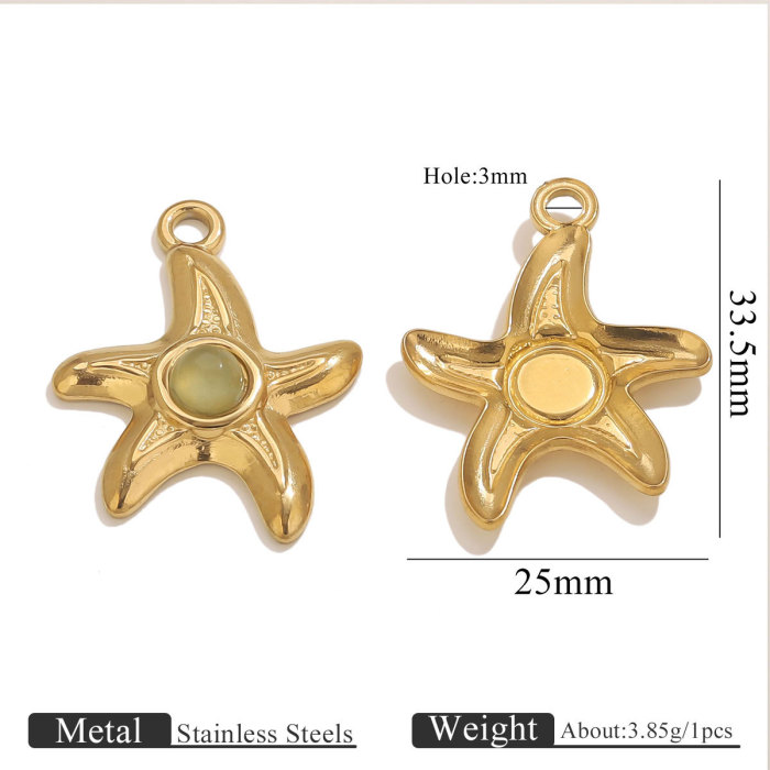 Stainless Steel Starfish Pendant Summer Ocean Series Natural Stone Jewelry Pendant Necklace Accessories