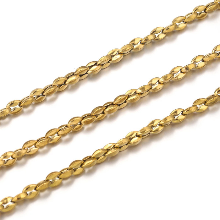 Stainless Steel Chunky Chain Titanium Steel Gold-Plated Chain Button-Shaped Decorative Chain DIY Necklace Bracelet Accessories Making