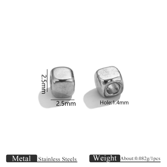 Stainless Steel Gold Plated Square Spacer Beads Square Beads Smooth Solid Loose Beads Handmade DIY Beaded Jewelry Who...