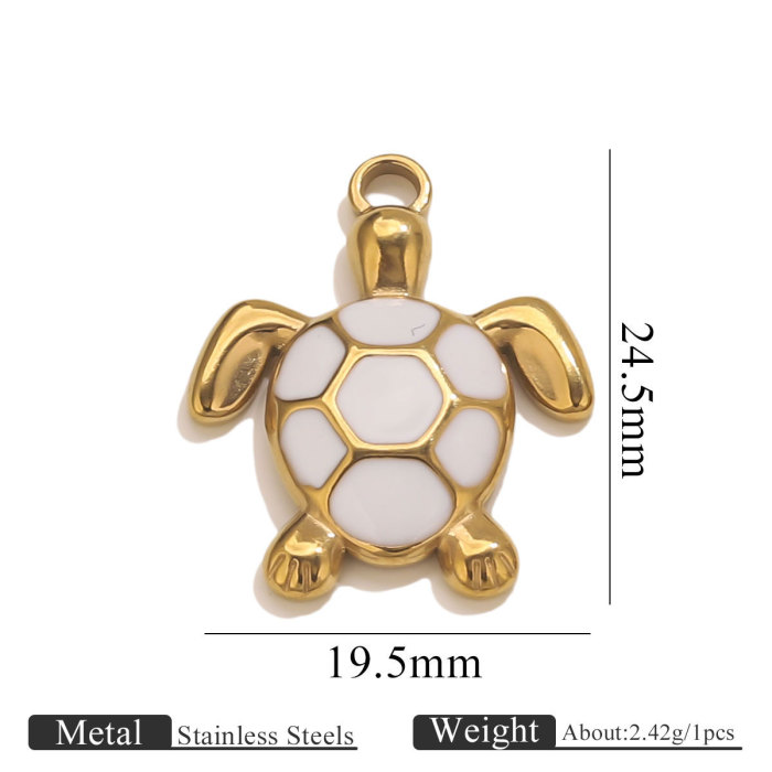 Cross-Border Stainless Steel New Oil-Drip Turtle Strawberry Crab Pendant DIY Bracelet Necklace Jewelry Hanging Ornament