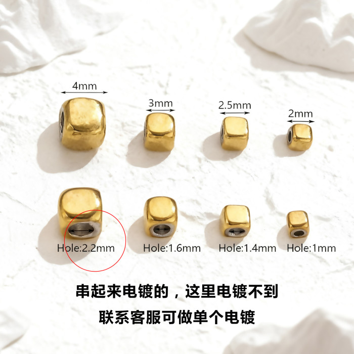 Stainless Steel Gold Plated Square Spacer Beads Square Beads Smooth Solid Loose Beads Handmade DIY Beaded Jewelry Who...