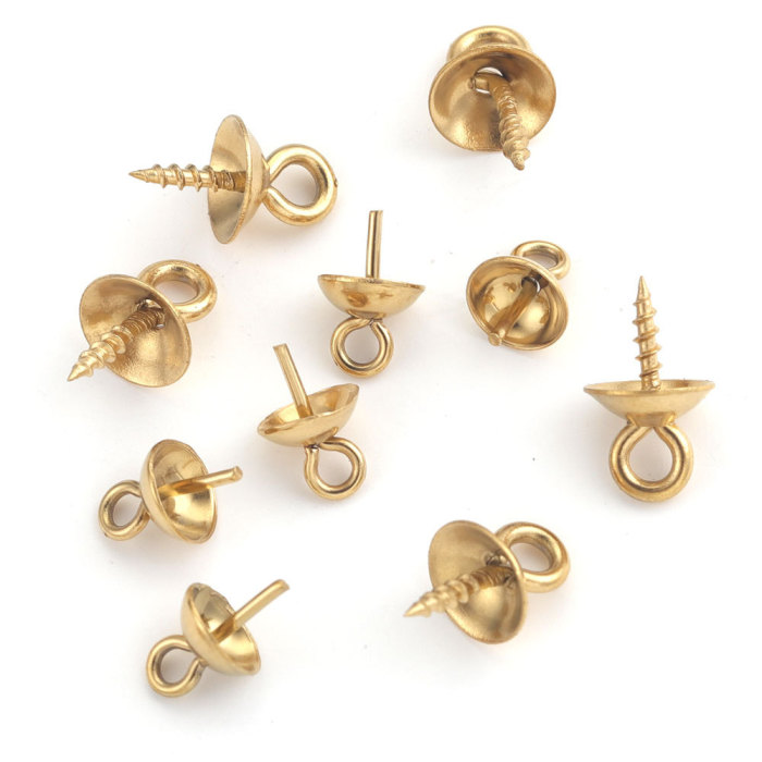 Stainless Steel Pearl Holder Pendant 9-pin Bead Cap Vacuum Thread Multi-specification DIY Handmade Jewelry Accessories