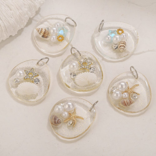 New Ocean Series Pearl Resin Pendant Necklace Jewelry Hanging Pendant Versatile Conch Shell Transparent Beach Style