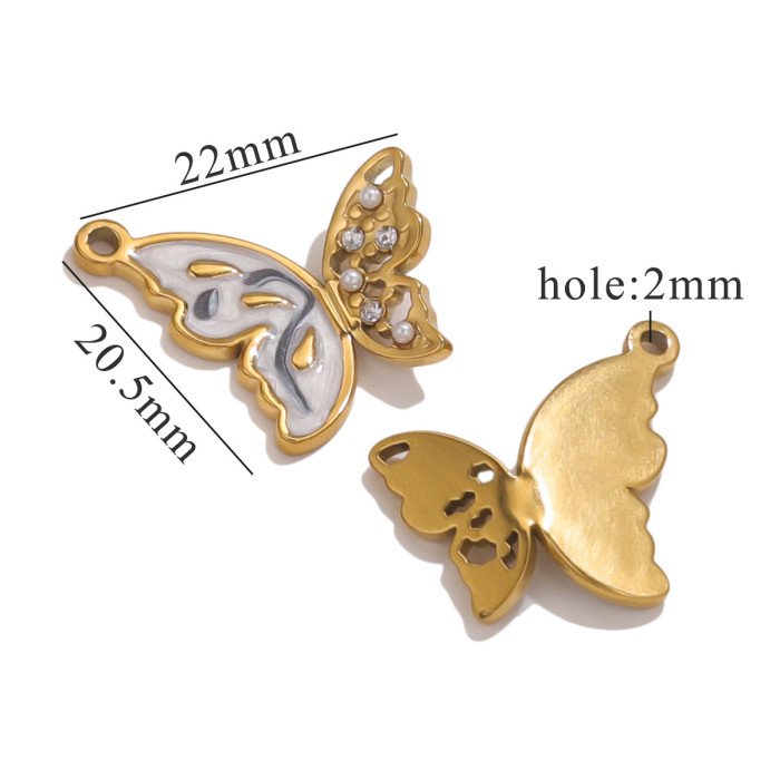 Stainless Steel Butterfly New Retro Butterfly Pattern DIY Pendant Titanium Steel Animal Pattern Niche Accessories Wholesale