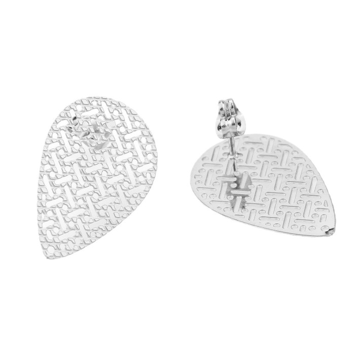 Trendy Earring Studs Empty Mounts 304 Stainless Steel Water Drop Hollow with Hanging Ear Pin Earring Accessories DIY...
