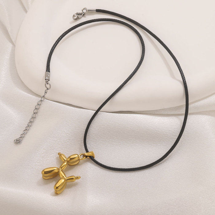 Stainless Steel Adjustable Handmade Hanging Rope Necklace Korean Wax Rope Leather Rope Simple Black DIY Chain Pendant