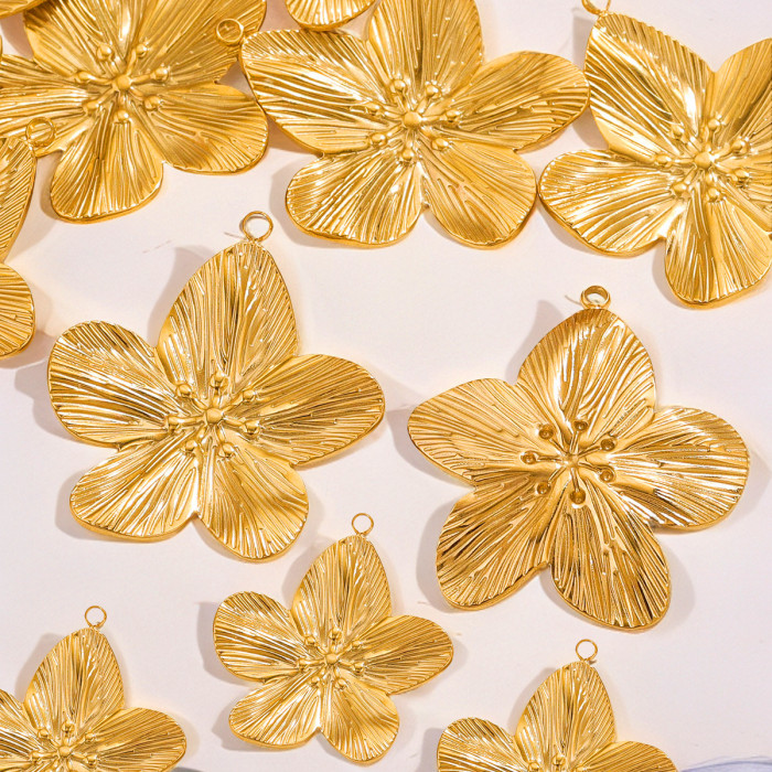 European and American Cross-Border Retro Gold Stainless Steel DIY Flower Pendant High-End Design Necklace Earring Pendant