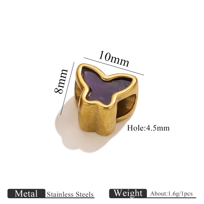Stainless Steel Large Hole Butterfly Acrylic Beads DIY Necklace Beads Pendant Bracelet Spacer Beads Separator Beads