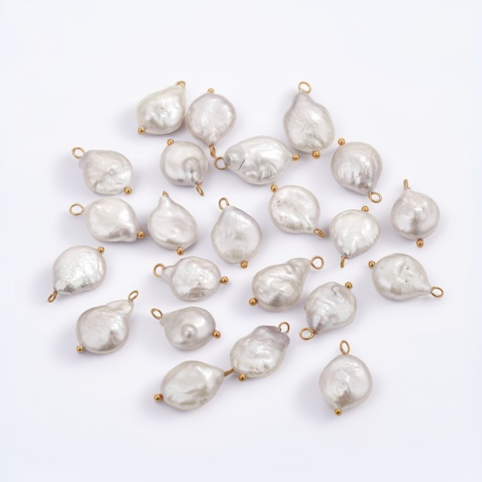 Natural Freshwater Baroque Pearl Elegant Stainless Steel Curved Needle Pendant DIY Necklace Earrings Jewelry