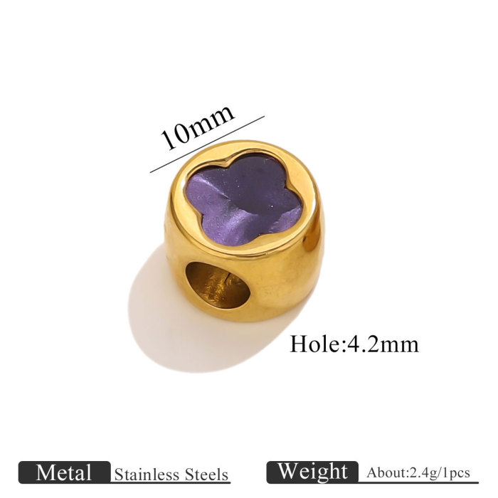 Stainless Steel Large Hole Acrylic Four-Leaf Clover Beads DIY Necklace Bracelet Spacer Beads Jewelry Accessories