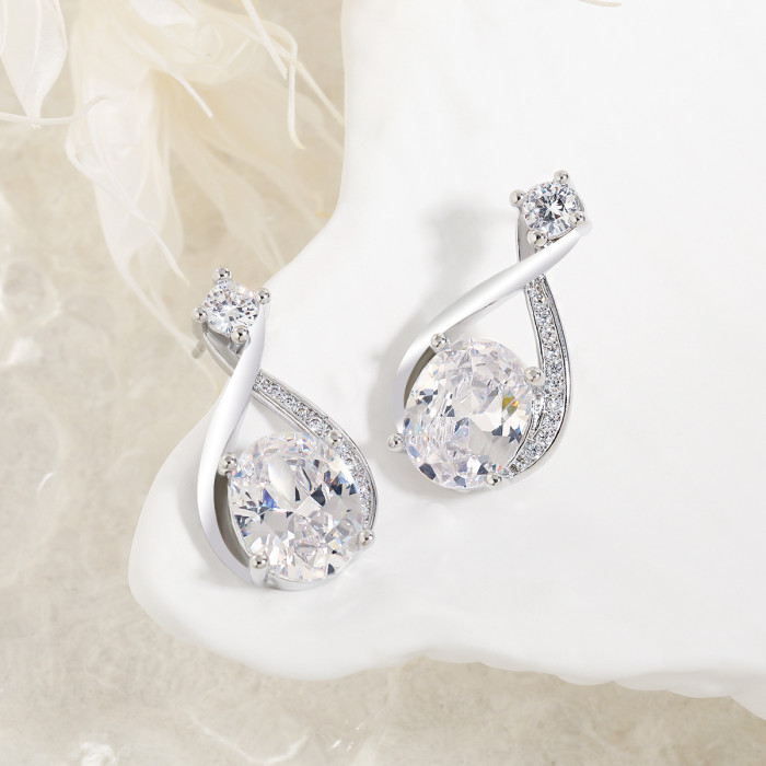 Amazon New Set Earrings Star Stone High-End Irregular S-Shaped Exaggerated Colorful Gemstone Stud Earrings, Jewelry Sets