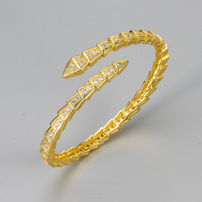 Cross-Border New Creative Full Diamond Snake Bone Bracelet Foreign Trade Hot-Selling Feminine High-End Trendy Bracelet Personalized Jewelry