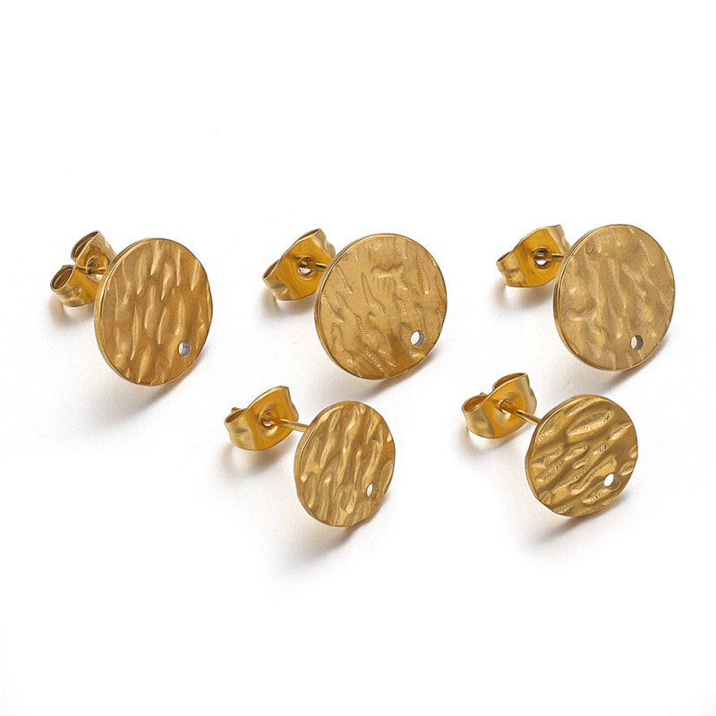 Stainless Steel Cylindrical Earring Posts with Holes DIY Round Earring Accessories