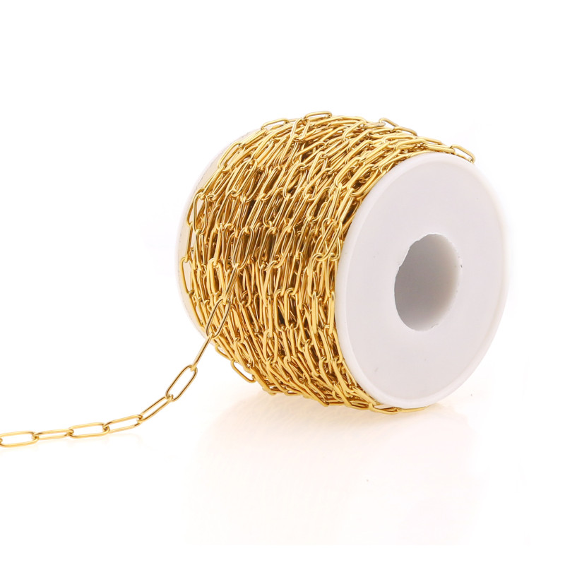 Stainless Steel Gold Oval Chain Long Cross Welding Mouth Chain Diy Vacuum Electroplating Accessories Accessories