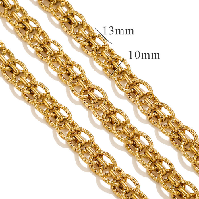 Stainless Steel Hip-Hop Multi-Style 18K Gold Meter Chain Titanium Steel Necklace Punk European and American Jewelry Cross-Border Wholesale