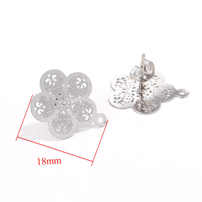 Stainless Steel Bohemian Hollow Pattern Ear Hooks with Hanging Vacuum Earrings DIY Handmade Jewelry Accessories Ethnic Style
