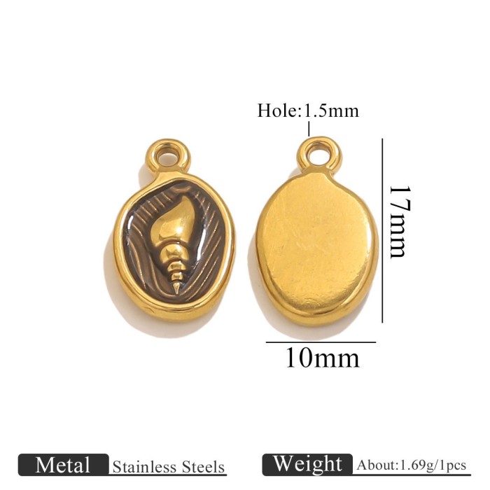 Stainless Steel Ocean Series Plated 18K Oil Drop Pendant DIY Handmade Jewelry Bracelet Necklace Accessories