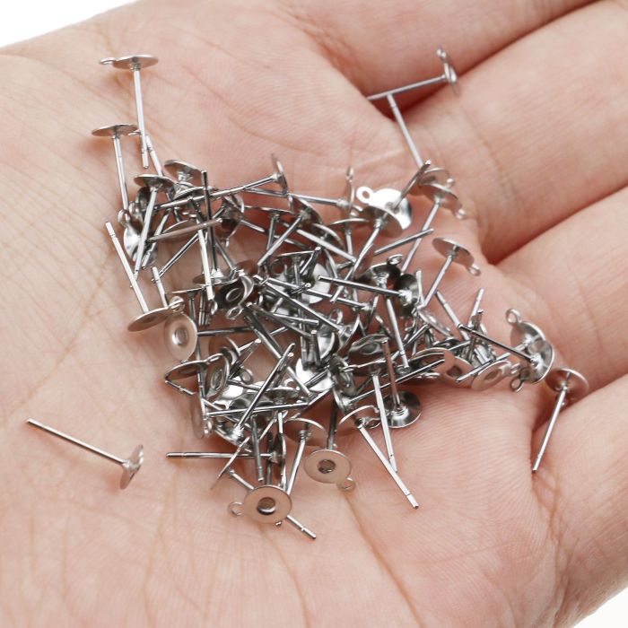 Stainless Steel Round Head Flat Head Pins with Hanging Accessories DIY Earring Pins Jewelry Pins Earring Accessories...