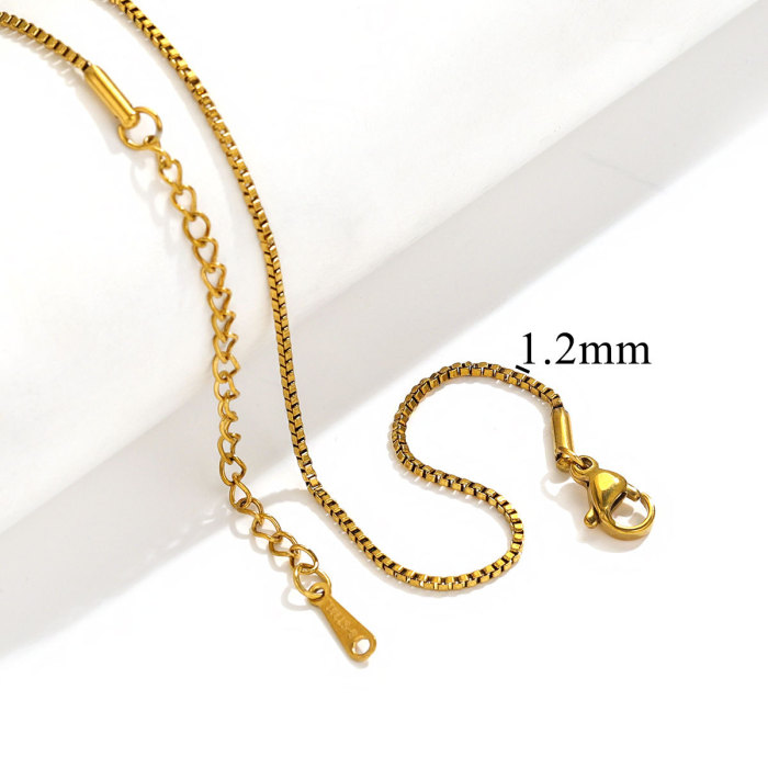 Women's Titanium Steel Lip Box Necklace 40+5 Stainless Steel Round Snake Chain Clavicle Chain DIY Jewelry Accessories Necklace