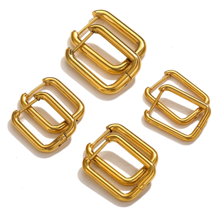 Titanium Steel Square Earrings Simple Fashion Smooth Rectangular Earrings DIY Jewelry Accessories Waterproof Vacuum Plated Jewelry