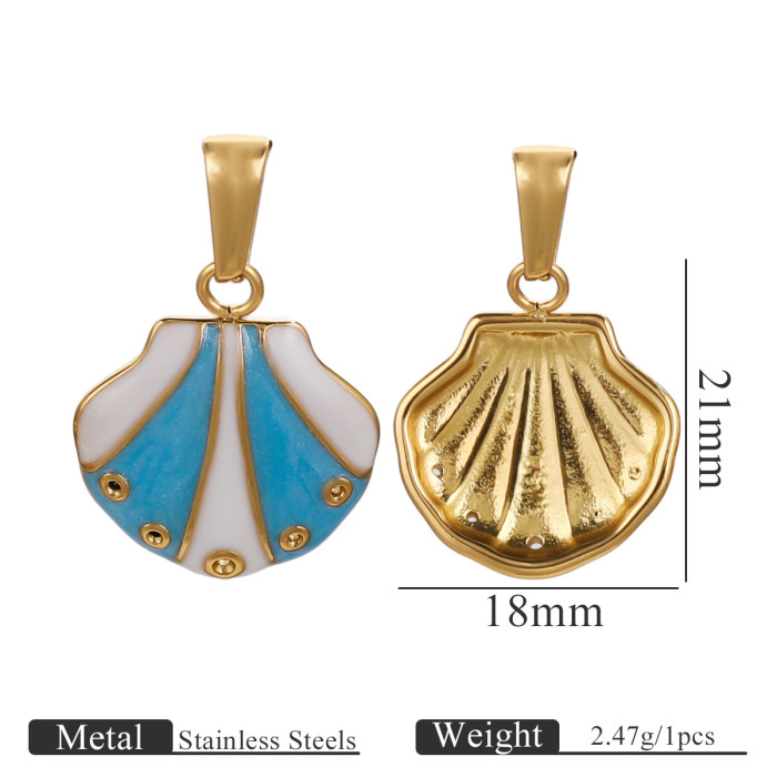 Stainless Steel Ocean Series Turtle Shell Creative Pearl Shell DIY Jewelry Accessories Pendant
