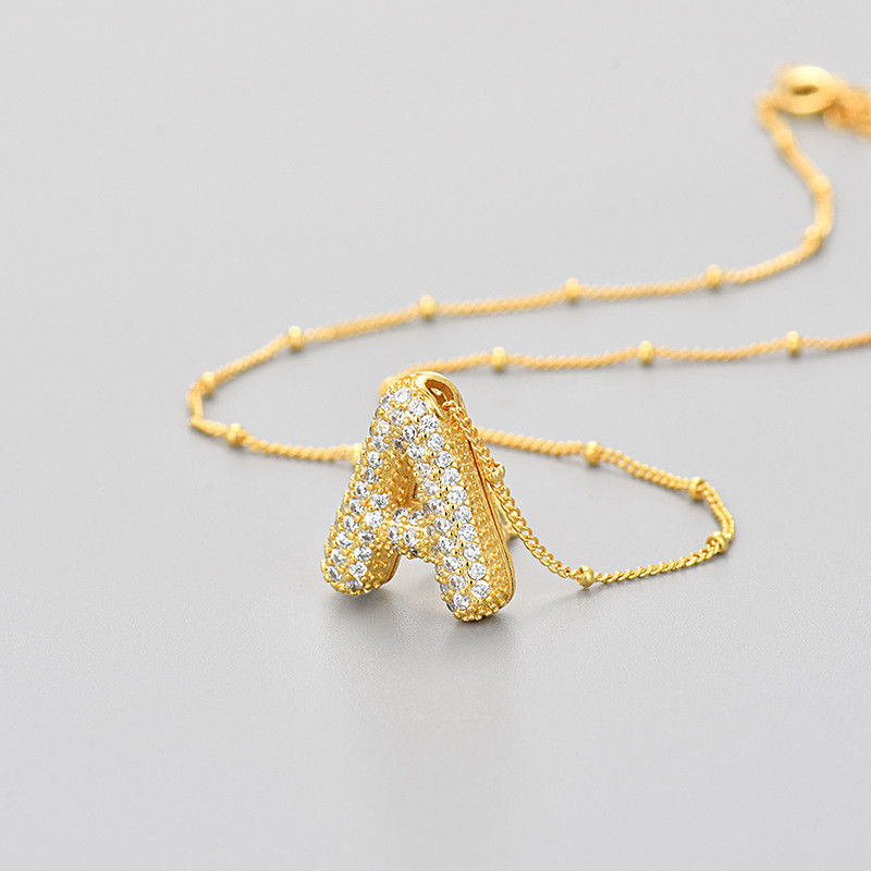 New Cross-Border European and American Micro-Inlaid Zircon English Letter Necklace for Women Pendant Fashion Versatile Hot-Selling Fashion Collarbone Chain