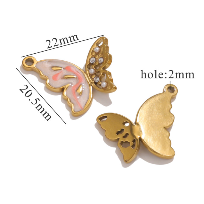 Stainless Steel Butterfly New Retro Butterfly Pattern DIY Pendant Titanium Steel Animal Pattern Niche Accessories Wholesale