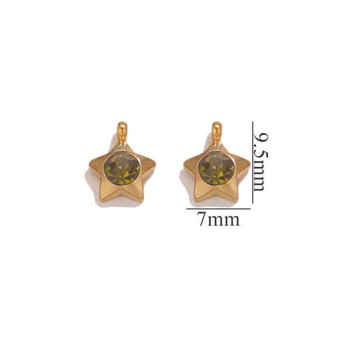 Stainless Steel Pendant Accessories 18K Gold Plated Color Retention Geometric Necklace DIY Bracelet Inlaid Crystal Jewelry Accessories