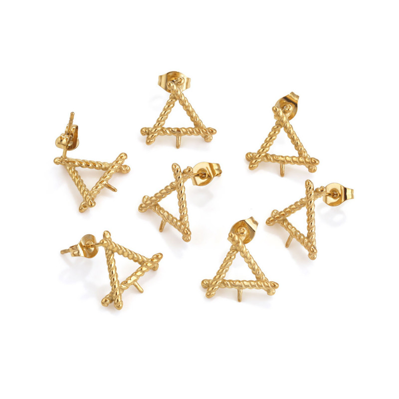 Stainless Steel 18K Gold Vacuum Plated Triangle Stud Earrings DIY Earrings Jewelry Making Earrings Studs