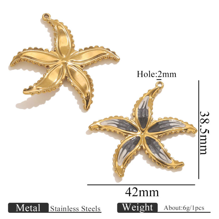 Stainless Steel Water Drop Shell Inlaid Pearl Starfish Pendant Gradient Color DIY Accessories Pendant Wholesale