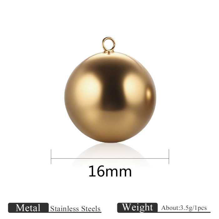 Stainless Steel Vacuum Gold Plated Large Ball Pendant Hollow Smooth Round Ball Polished Jewelry DIY Simple Hanging Ac...