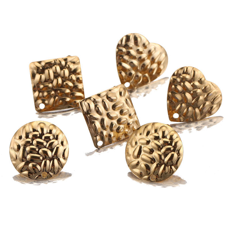 Stainless Steel DIY Irregular Round and Square Earrings for Women, Elegant Simple Trendy Ear Jewelry Studs