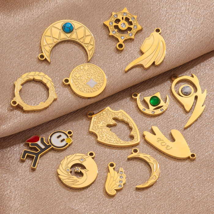 Personalized Fashion Cute DIY Jewelry Accessories 18K Gold Plated Stainless Steel Valentine's Day Couple Jewelry Pend...