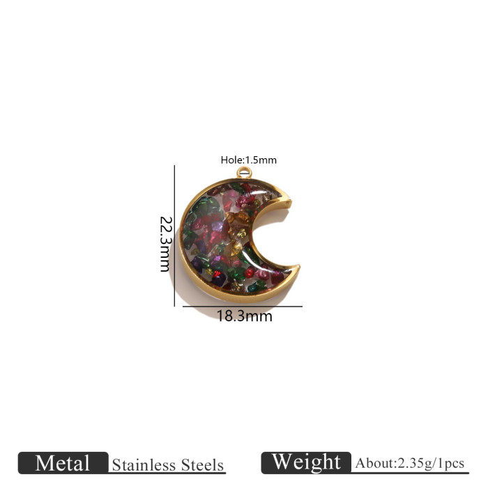 Heart Resin Crushed Stone DIY Titanium Steel Pendant for Women Water Drop Square Round Stainless Steel Necklace Jewel...