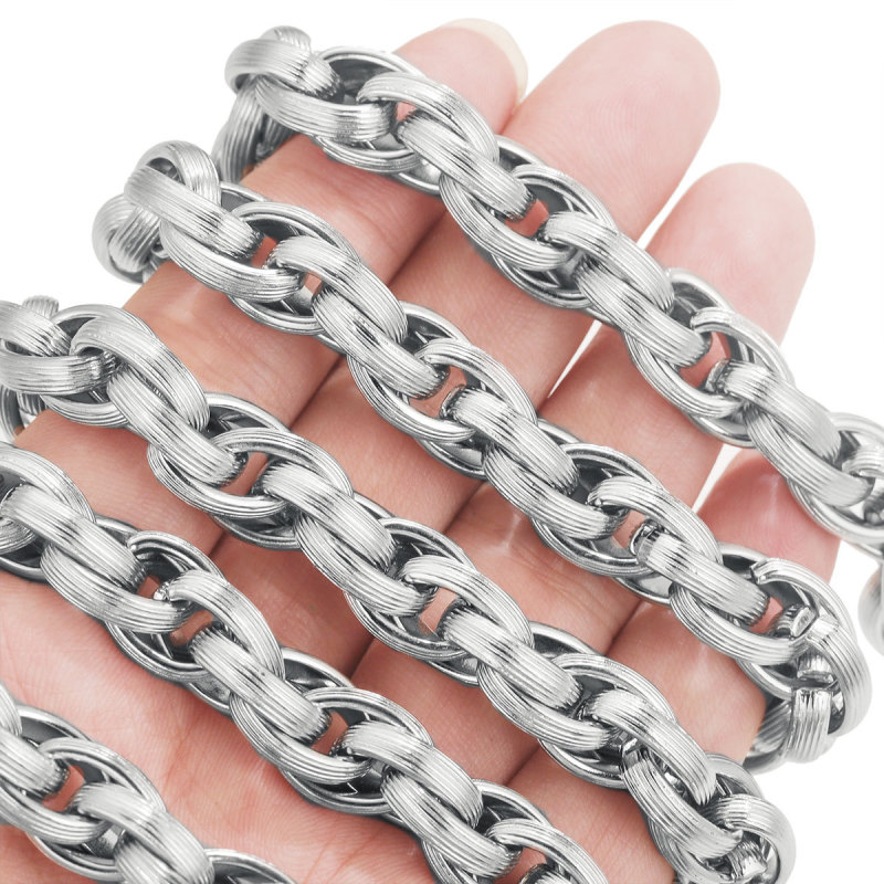 Exaggerated Stainless Steel Pattern Necklace Hip Hop Large Domineering Titanium Steel Braided DIY Thick Chain Accessories Waterproof