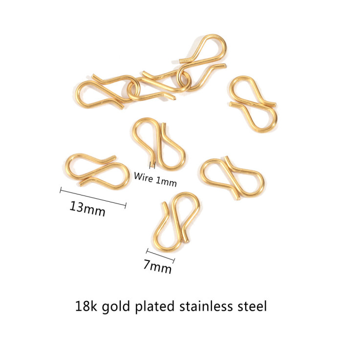 Stainless Steel Strong S-Shaped DIY Necklace Clasp Hook 18K Gold End Clasp Necklace Bracelet Jewelry Making Accessories