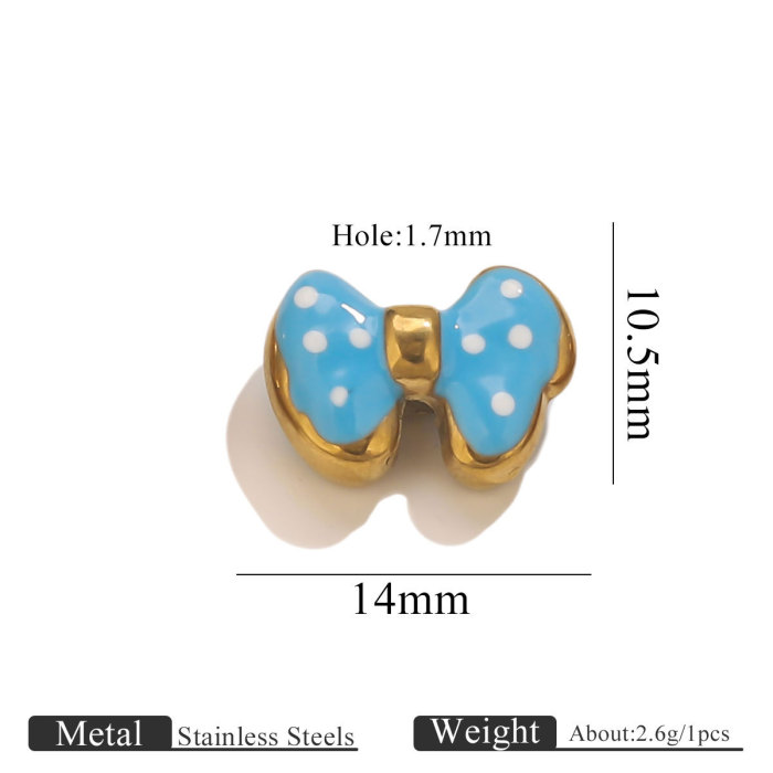 DIY Stainless Steel Jewelry Accessories 18K Gold Plated Oil Drop Bowknot Small Pendant Bracelet Pendant Accessories W...