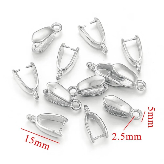 Stainless Steel Casting Jade Pendant Clip Buckle Melon Seed Buckle Titanium Steel DIY Pendant Necklace Earrings Handm...