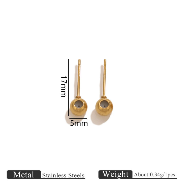 Stainless Steel Universal Ear Studs 18k Vacuum Gold Plated Silicone Pull Needle Bead Needle DIY Jewelry Accessories