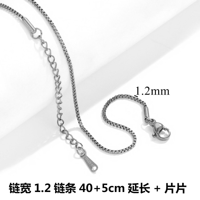 Women's Titanium Steel Lip Box Necklace 40+5 Stainless Steel Round Snake Chain Clavicle Chain DIY Jewelry Accessories Necklace