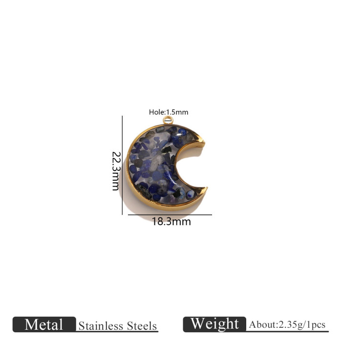 Heart Resin Crushed Stone DIY Titanium Steel Pendant for Women Water Drop Square Round Stainless Steel Necklace Jewel...