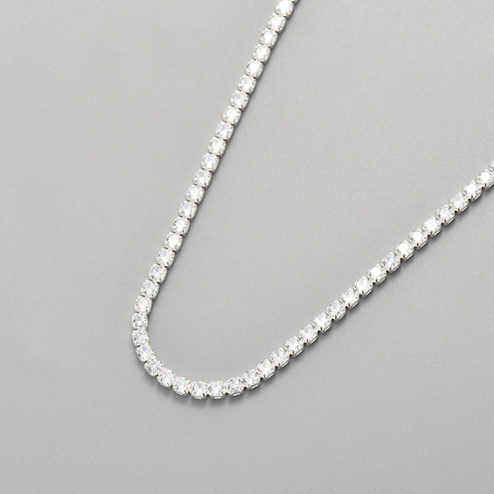 2024 New Full Diamond Necklace Elegant Light Luxury Fashionable High-end Inlaid Diamond Necklace Versatile Minimalist Style