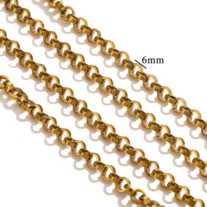 Stainless Steel Hip-Hop Heavy Metal 6mm Chain DIY Titanium Steel Fashion Semi-Finished Chain Handmade Bag Chain, Neck...
